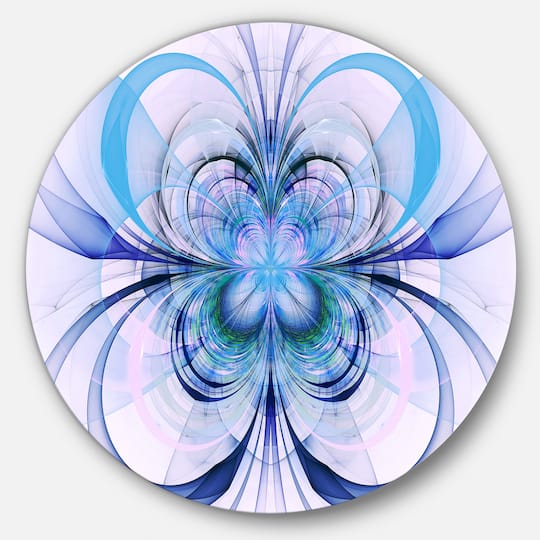 Designart - Turquoise Fractal Flower Pattern' Floral Circle Metal Wall Art
